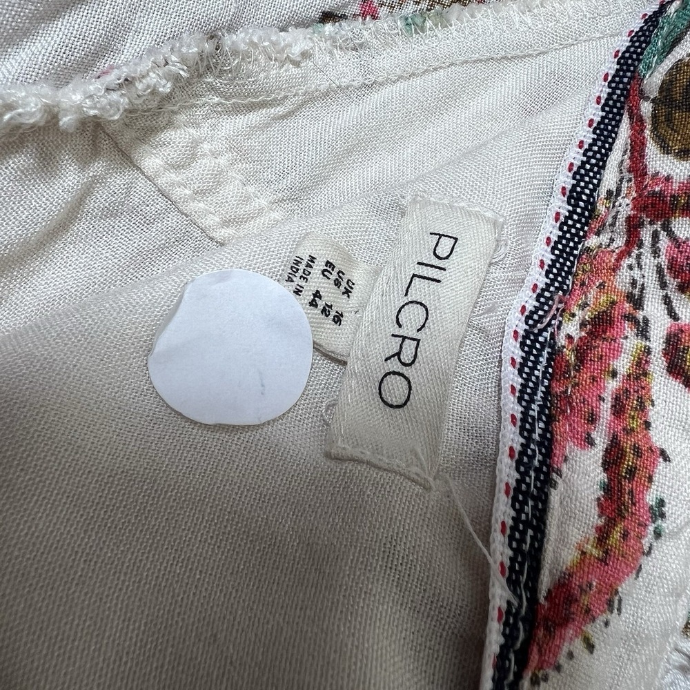PILCRO Anthropologie Boho Floral Linen Blend Midi Dress Chic Cottagecore Size 12 - Picture 7 of 9